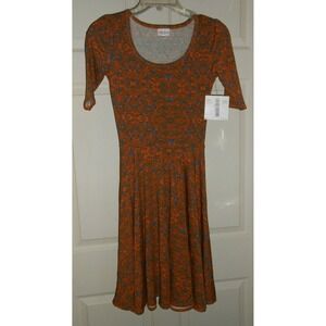 NEW CUTE‎ Lularoe Nicole Dress Geometric Orange and Blue XXS Extra extra Small!